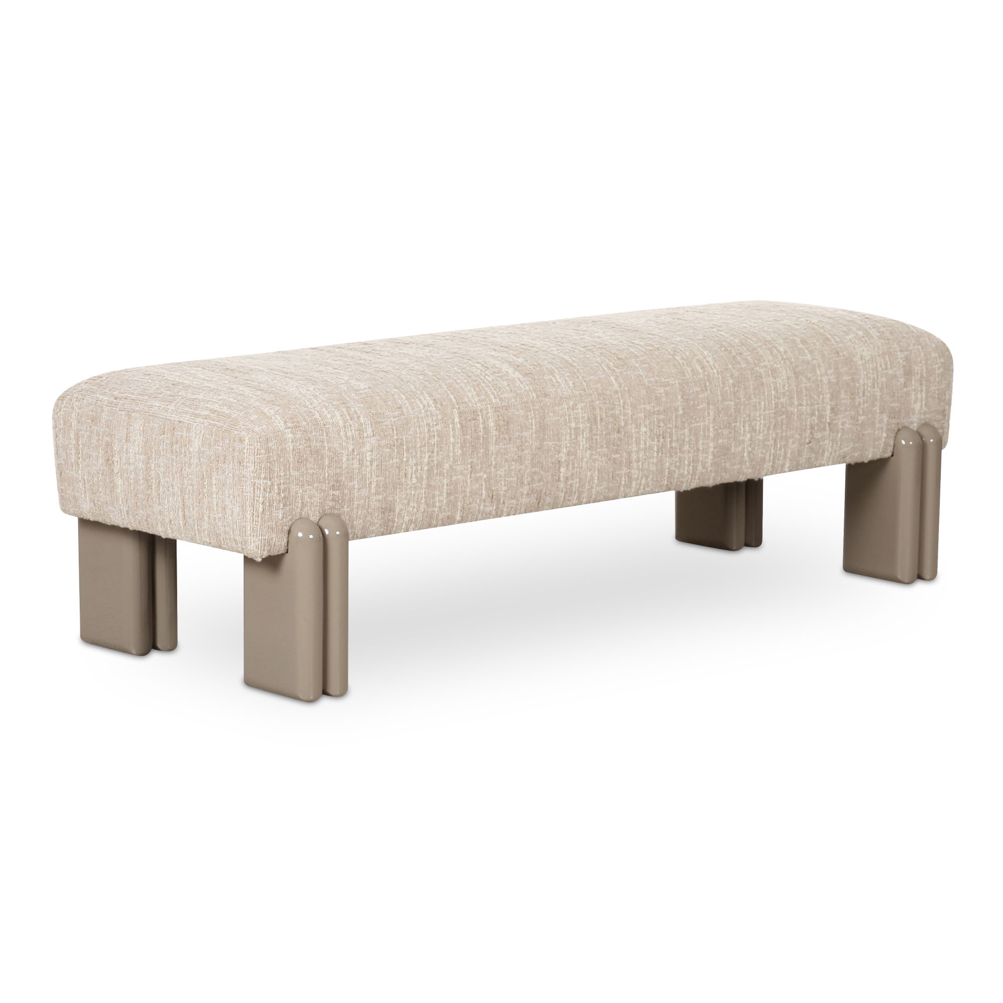 Priya Bench Off White, Benche by Moe's Home, 55.9" width x 16.5" height x 20.5" depth View 2
