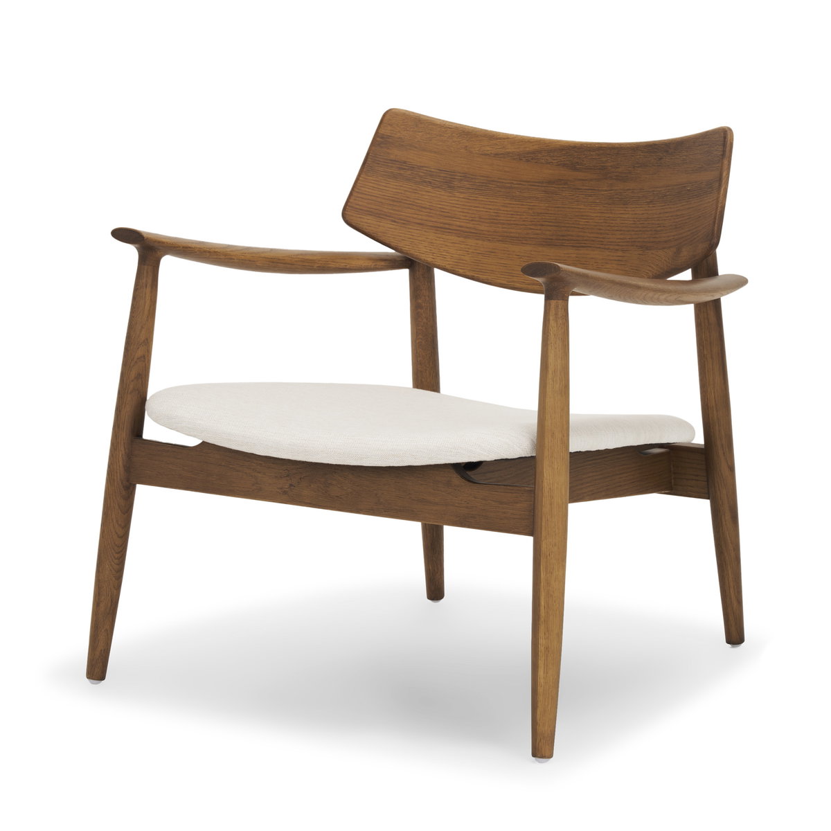 Haggen Medium Brown Oak Wood with Cream Fabric Accent Chair, by Mercana, 27.56" length x 26.77" width x 28.35" height View 1