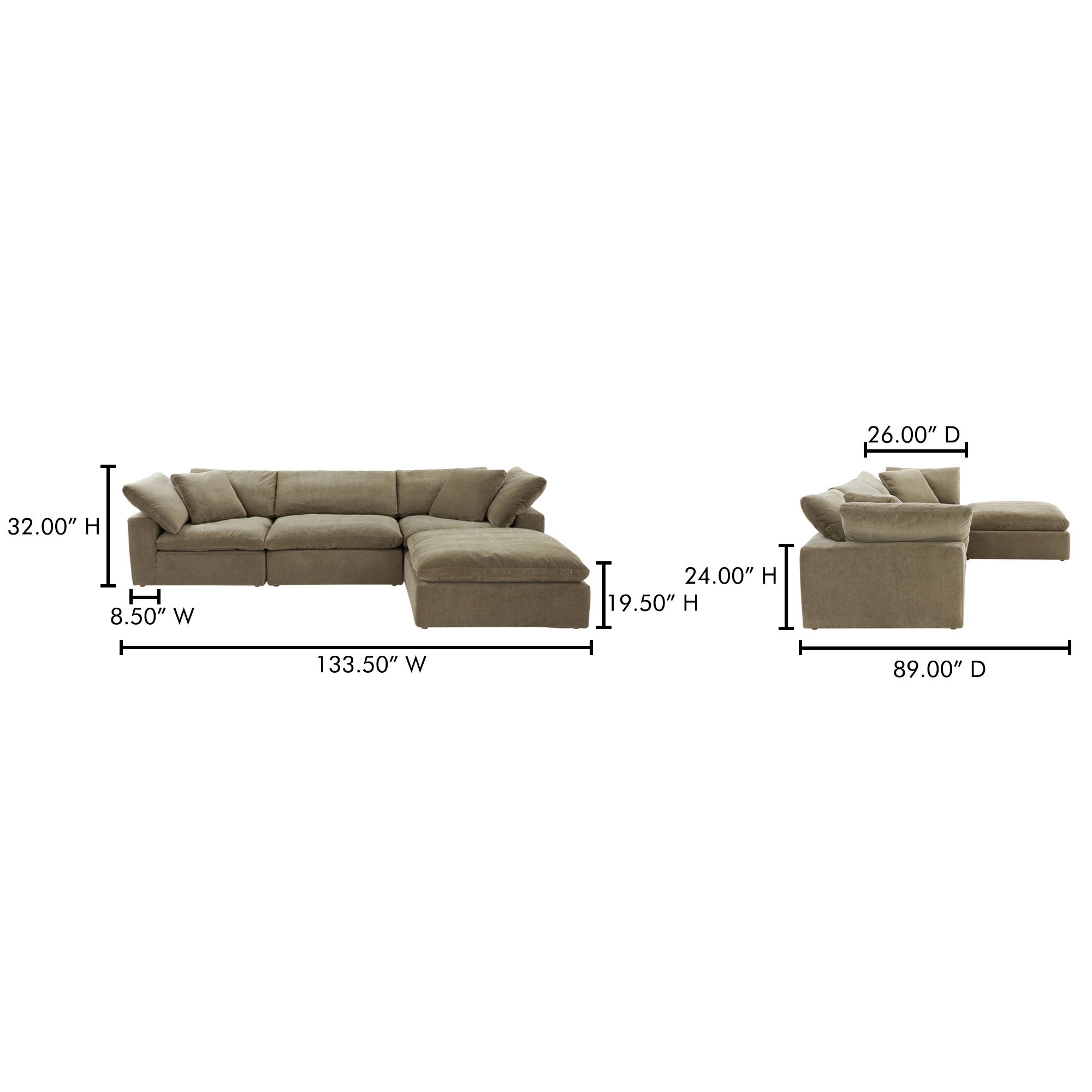 Clay Lounge Modular Sectional Desert Sage large image 