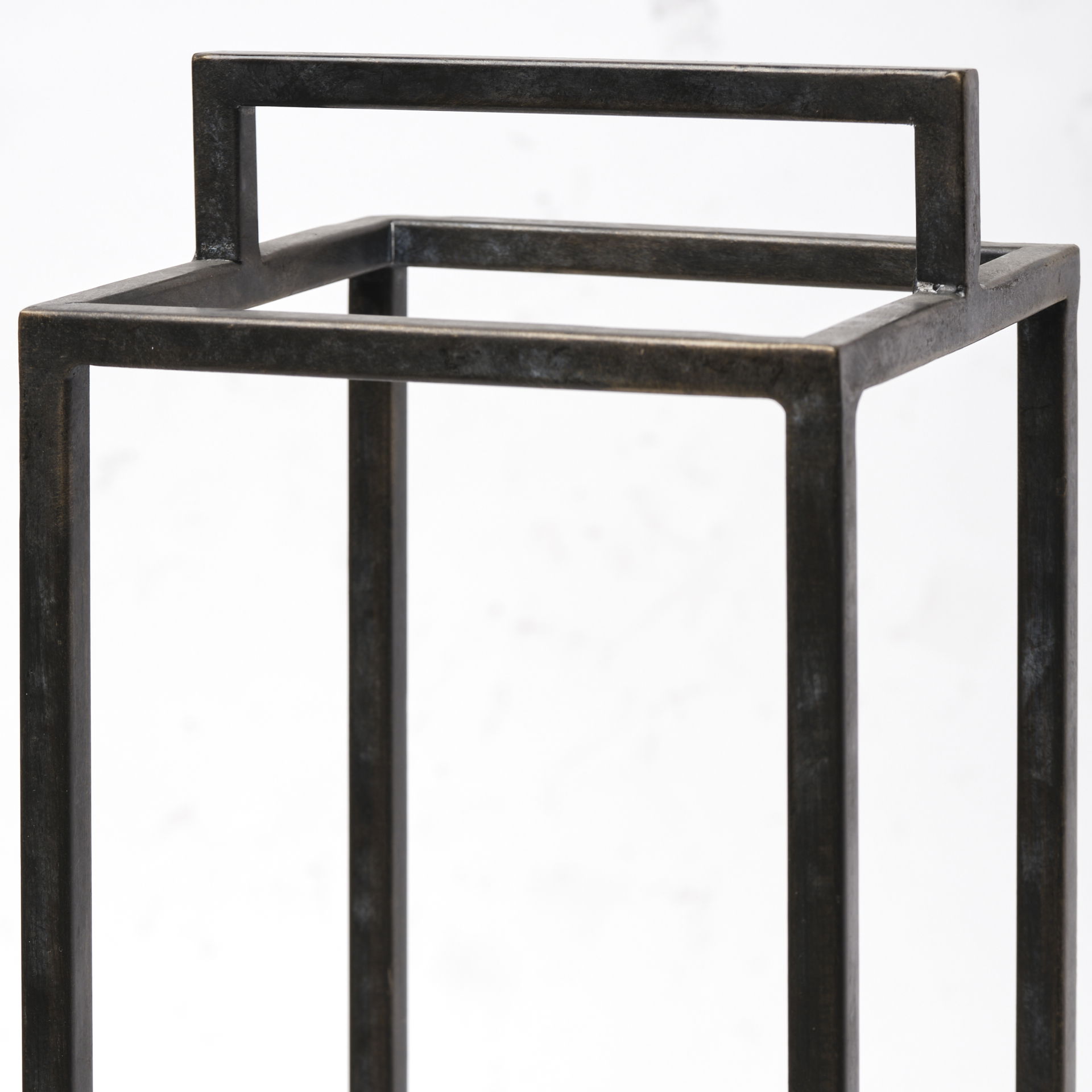 Orionis Large Wood with Black Metal Lantern Candle Holder, Lighting by Mercana, 5.71" length x 5.71" width x 21.06" height View 7