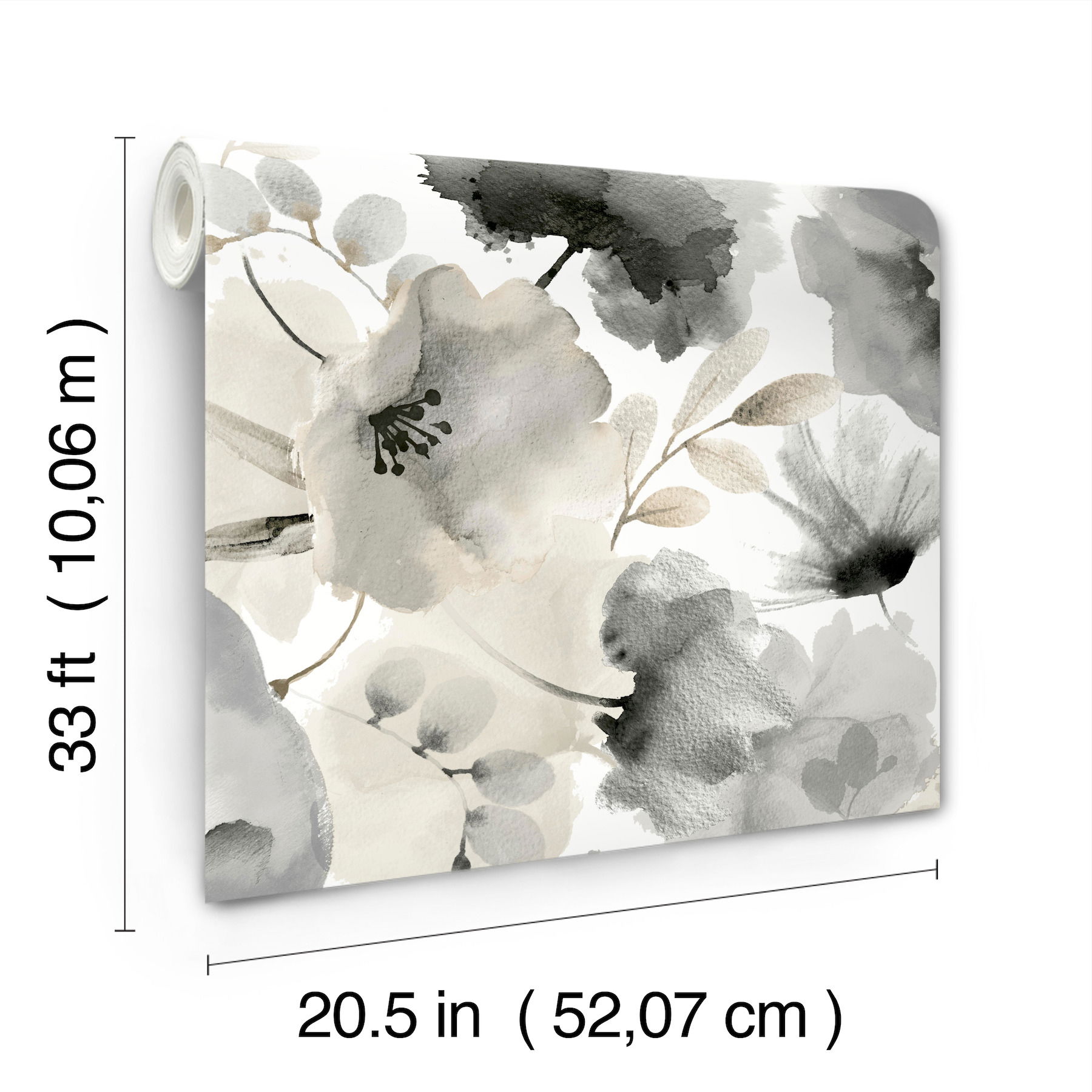 Watercolor Bouquet Charcoal Wallpaper large image 