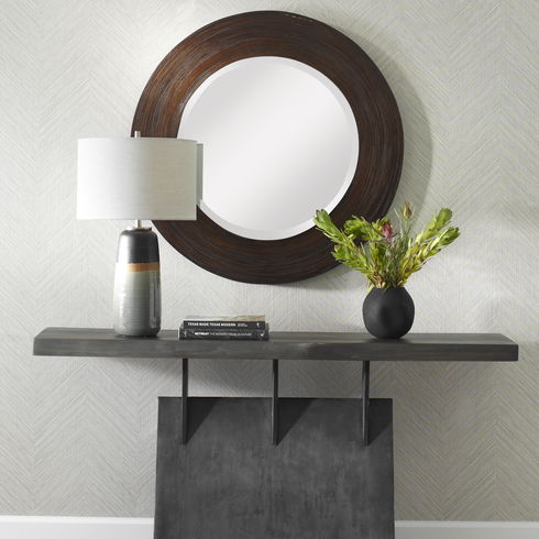 Dutton Dark Walnut Round Mirror
