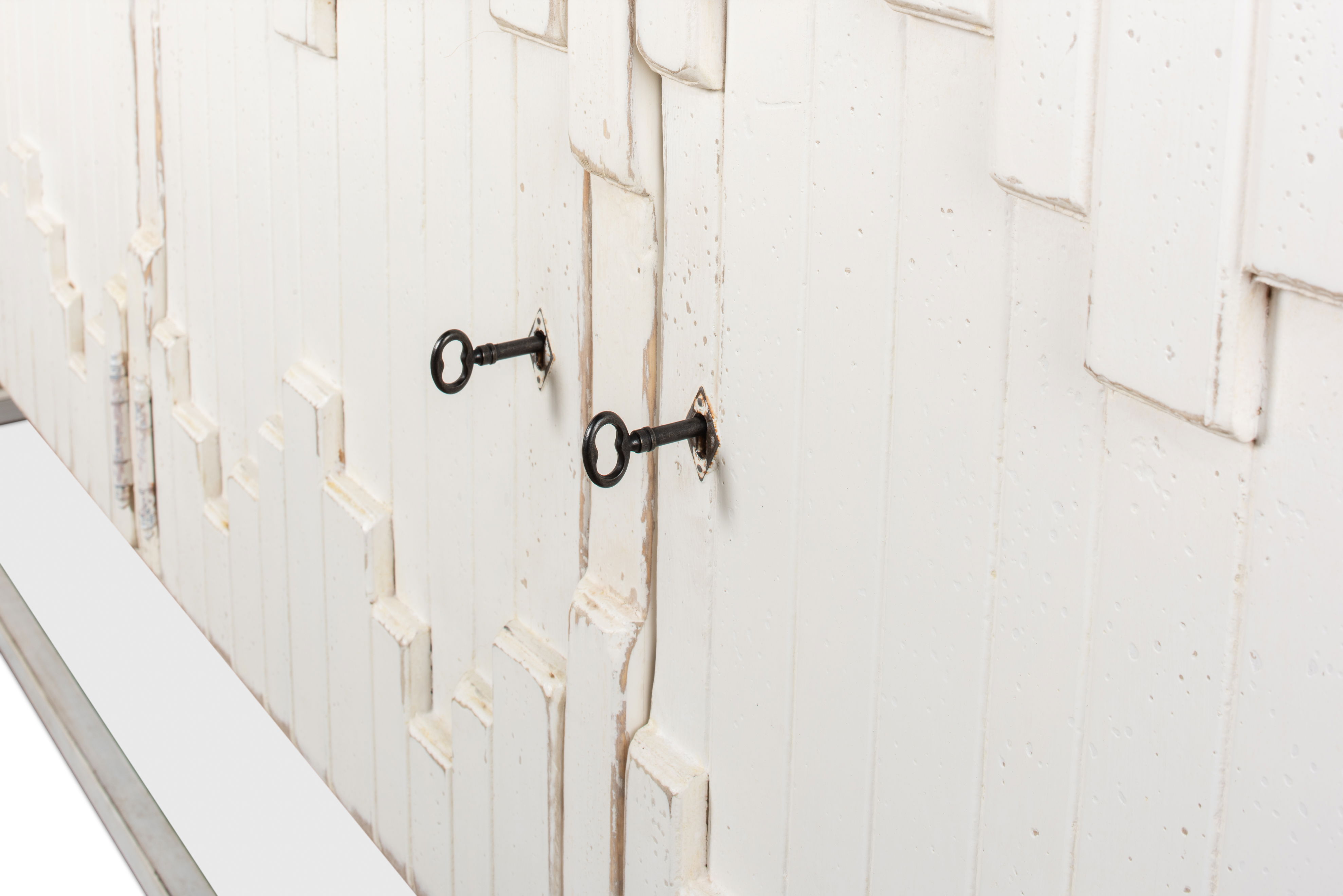 Aztec Sideboard On Stand, Whitewash, Cabinets & Sideboard by Sarreid, 80" length x 21" width x 35" height View 4