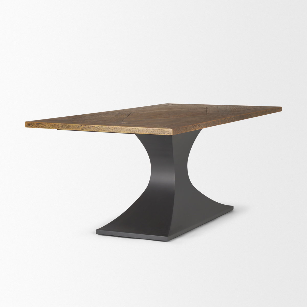 Maxton 79'L x 39'W Rectangular Pedestal Dining Table | Brown Wood & Gunmetal Metal | Seats 6, by Mercana, 79" length x 39" width x 30" height View 6