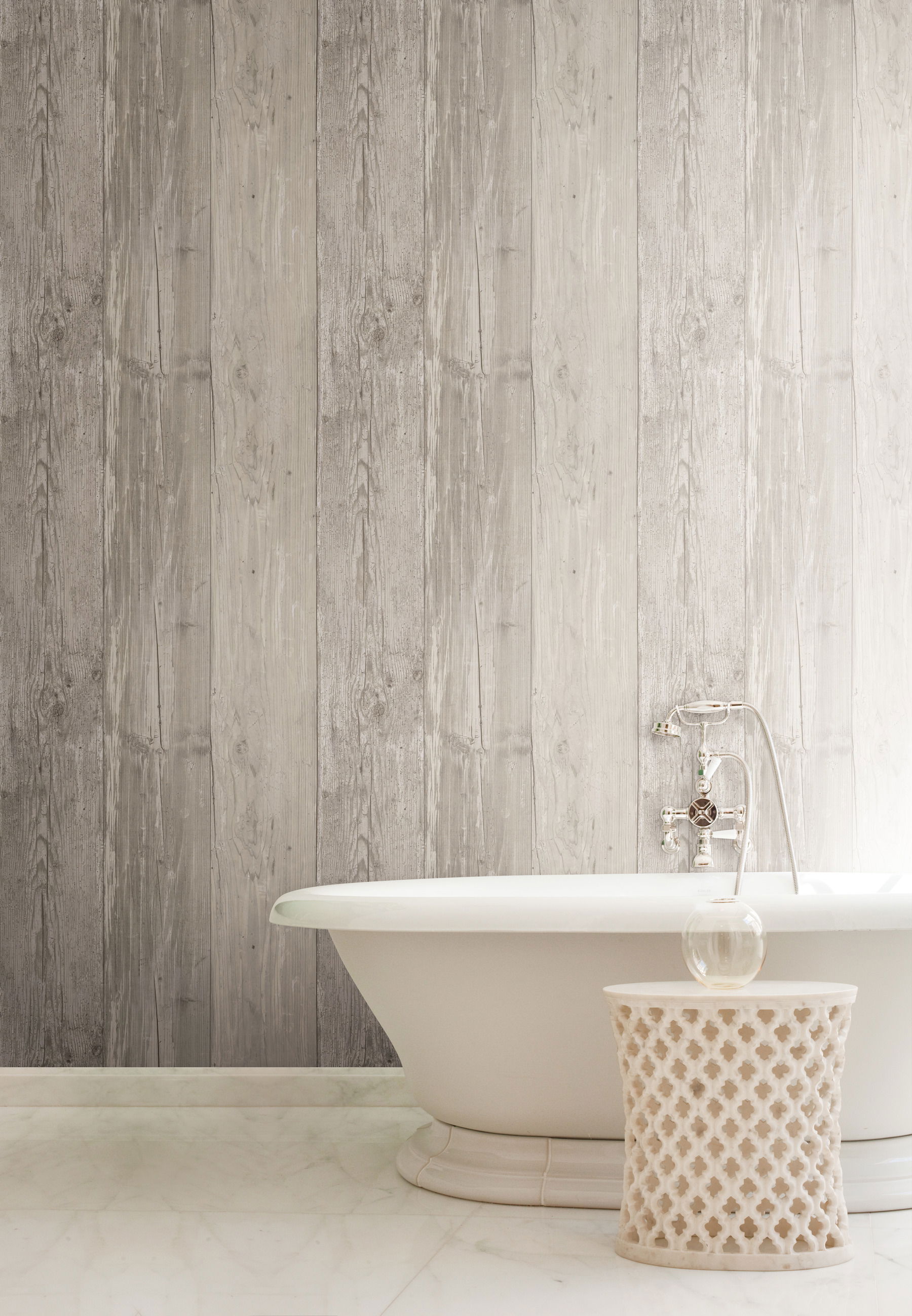 Wide Wooden Planks Grey & Black Wallpaper large image 