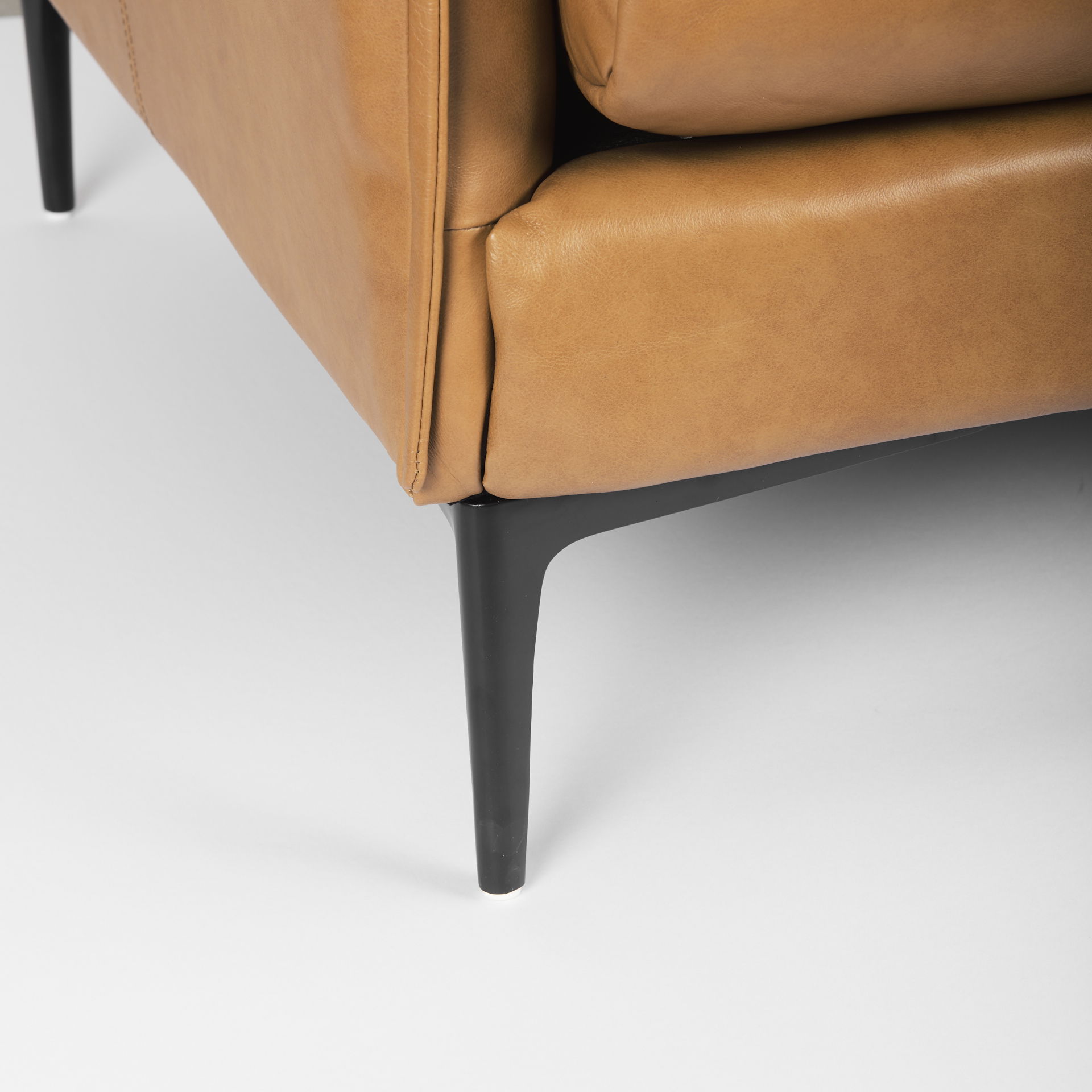 Lake Como  Tan Leather Three Seater Sofa, Sofas & Sectional by Mercana, 85.83" length x 36.61" width x 32.28" height View 14