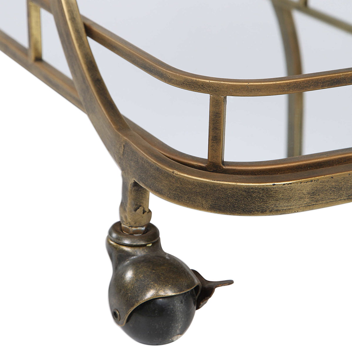 Stassi Gold Serving Cart, Bar Carts & Cabinet by Uttermost, 31.5" width x 37.12" height x 15.25" depth View 8