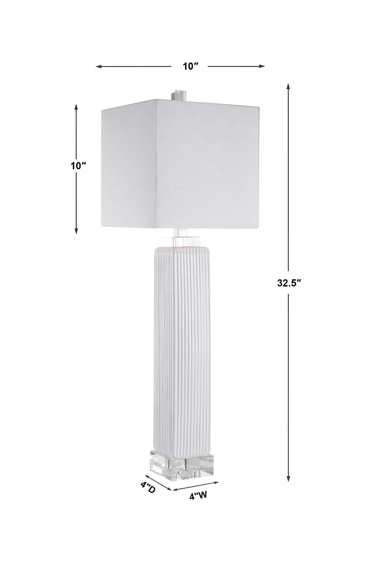 Bennett White Buffet Lamp, Table Lamp by Uttermost, 10" width x 32.5" height x 10" depth View 3