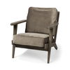 Olympus II Brown Velvet Covered Wooden Frame Accent Chair, by Mercana, 28" length x 31" width x 32" height thumbnail 1