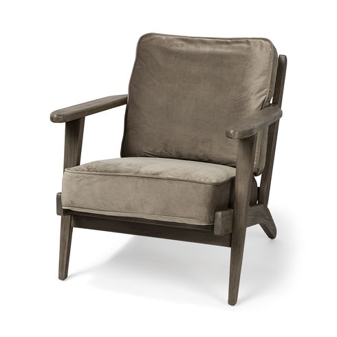Olympus II Brown Velvet Covered Wooden Frame Accent Chair