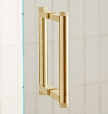 Online Designer Bathroom 6" West Slope Shower Door Pull, AGED BRASS