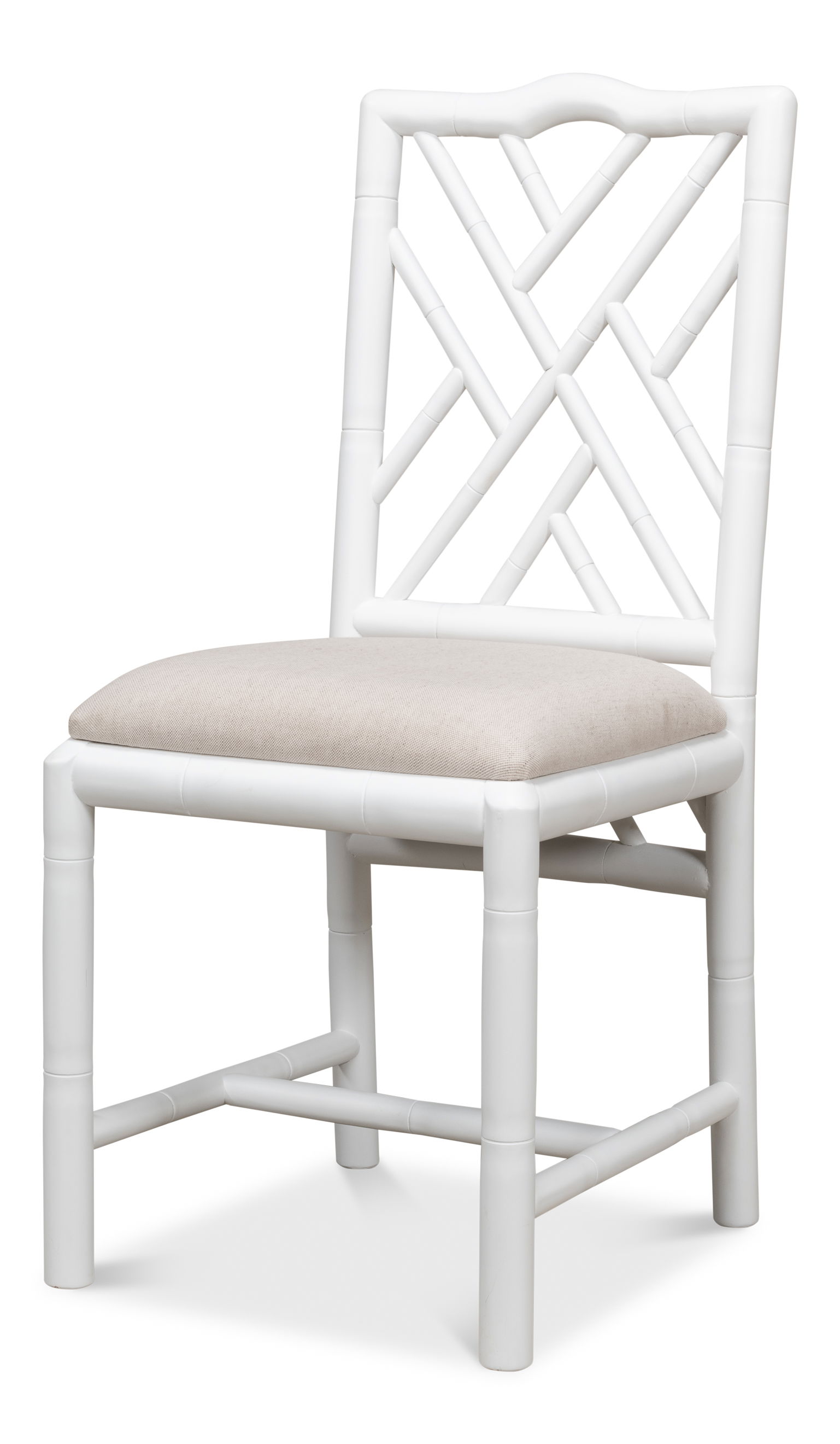 Brighton Bamboo Side Chair, White, Dining Chair by Sarreid, 17" length x 22" width x 39" height View 1
