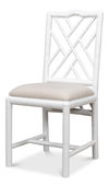 Brighton Bamboo Side Chair, White, Dining Chair by Sarreid, 17" length x 22" width x 39" height thumbnail 1