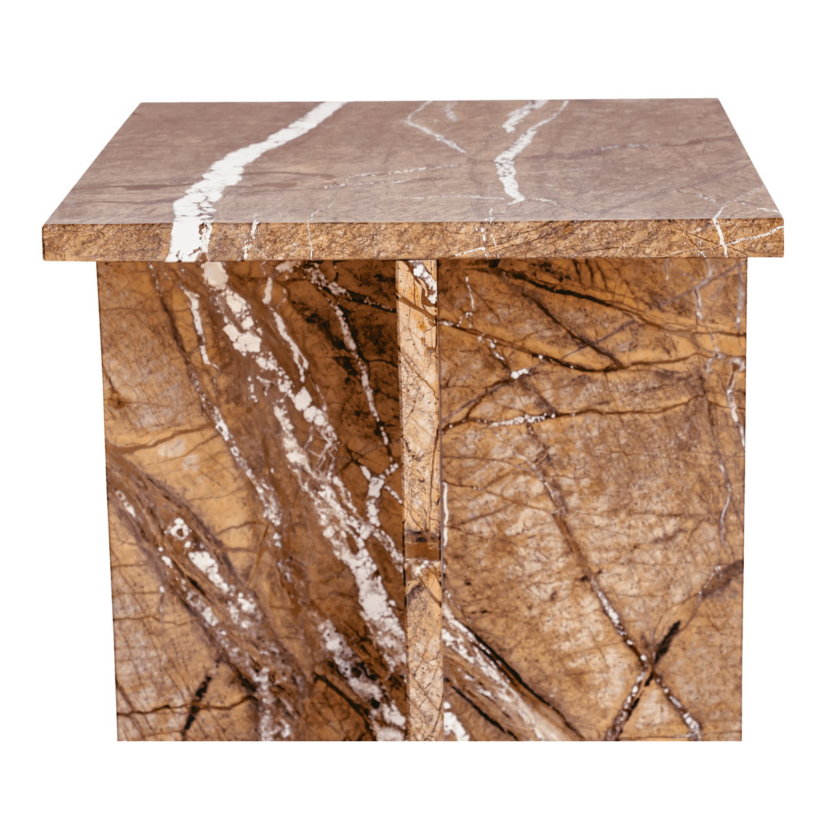 Blair Accent Table Golden Forest Marble, Side & End Table by Moe's Home, 14" width x 20" height x 14" depth View 5