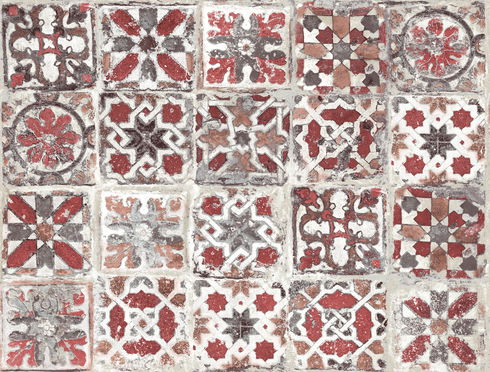 Encaustic Tile Red Peel & Stick Wallpaper