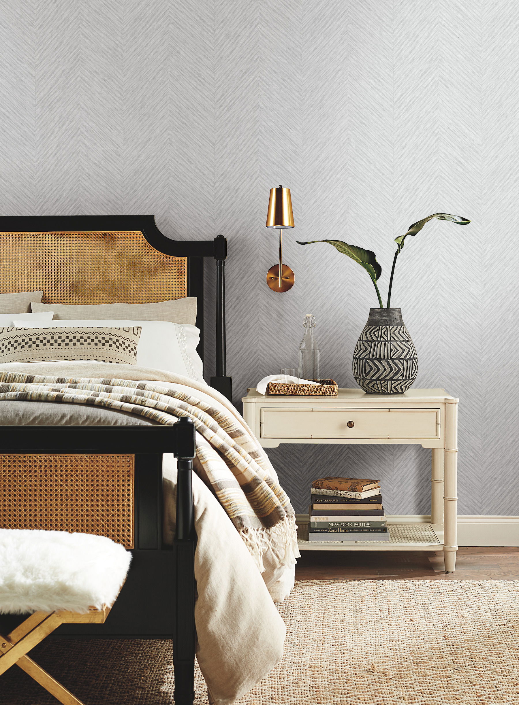 Chevron Grey Metallic Wallpaper large image 