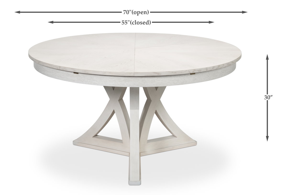 Casual Jupe Dining Table Workingwhite Md, by Sarreid, 4'7" length x 4'7" width x 2'6" height View 13