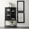 Arelius 36L x 18W x 63H Black-Brown Wood with Black Metal Base Display Cabinet thumbnail 3