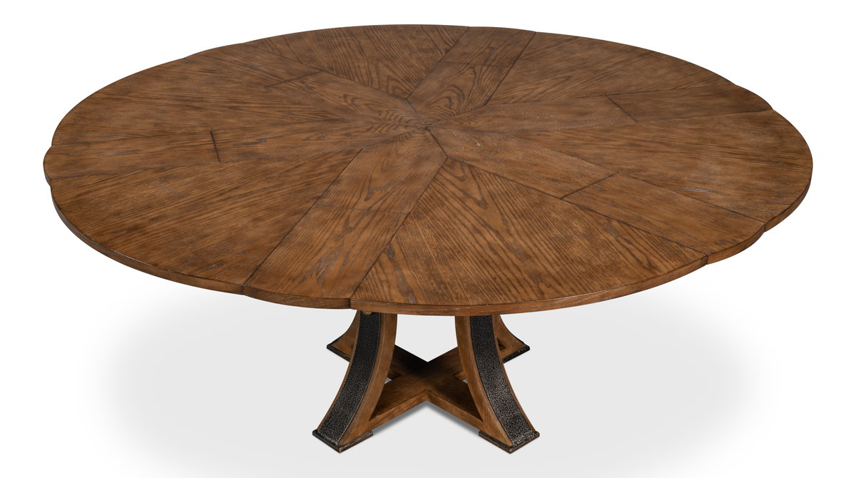 Tower Jupe Dining Table  Med Light Mink, by Sarreid, 4'7" length x 4'7" width x 2'6" height View 3