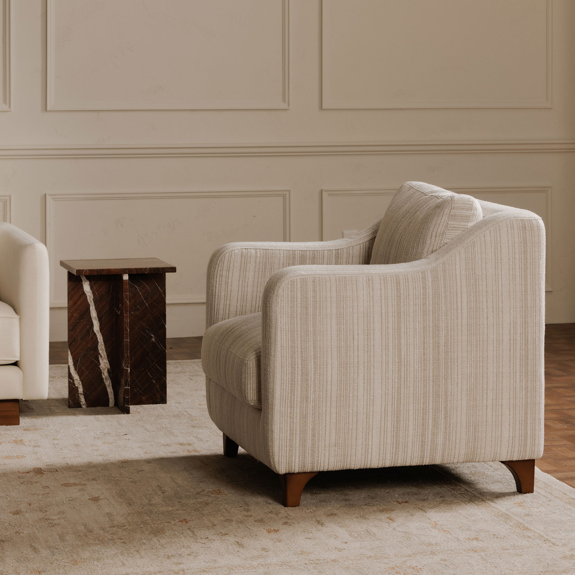 Hewitt Accent Chair Beige Stripe large image 