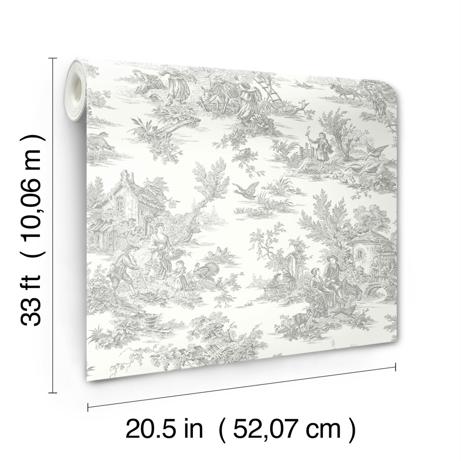 Campagne Toile Grey Wallpaper, by York Wall, 33' length x 1'8.5" width x 0.02" depth View 8