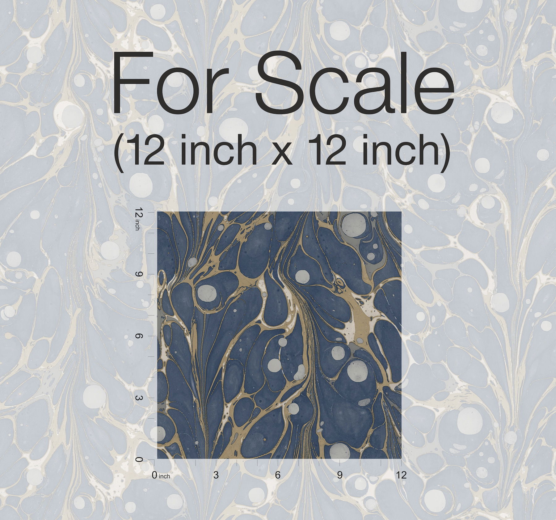 Marbled Endpaper Navy Peel & Stick Wallpaper large image 