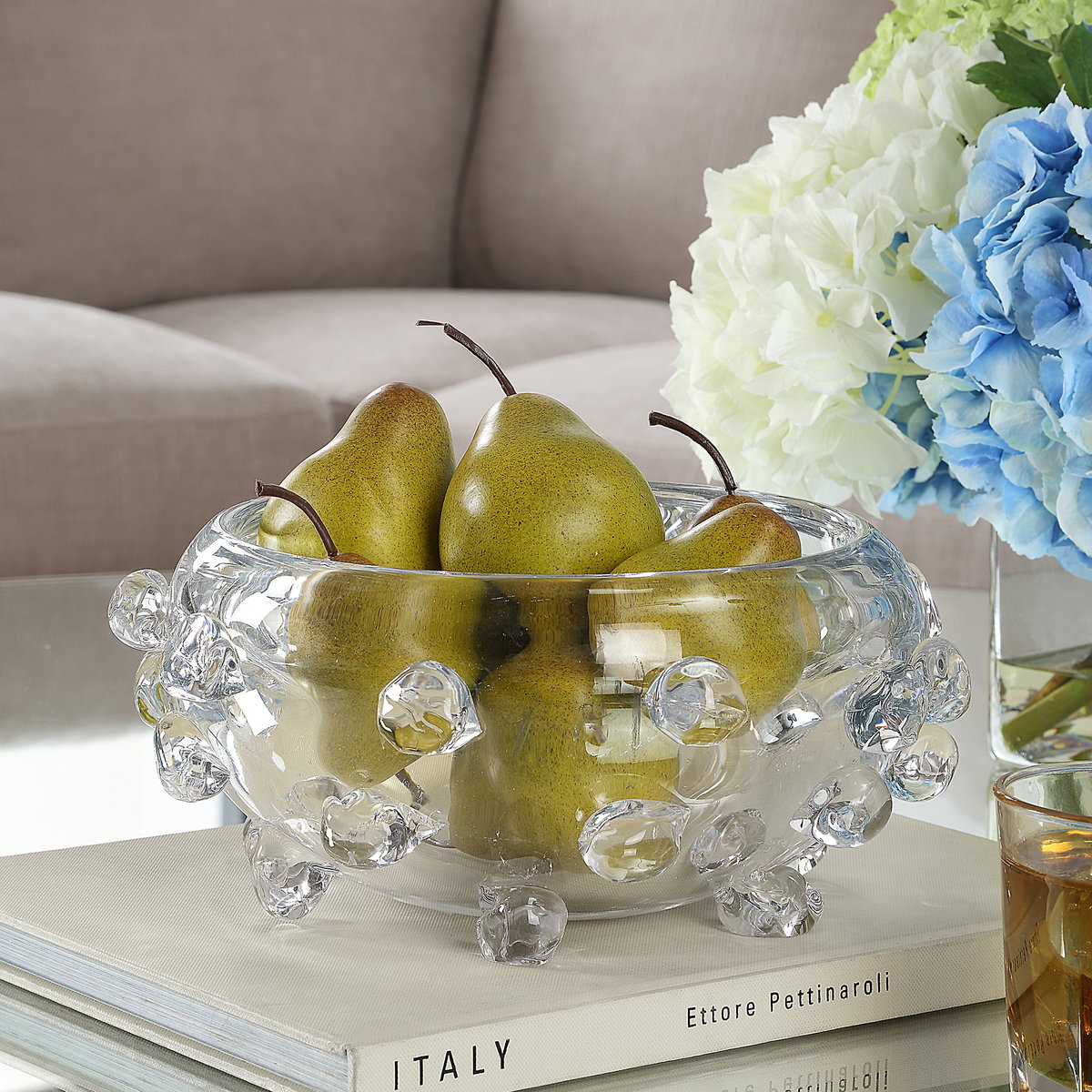 Aura Clear Glass Bowl, Decorative Tray by Uttermost, 10.5" width x 4" height x 10.5" depth View 2