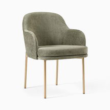 Online Designer Living Room Jack Metal Frame Arm Dining Chair, Distressed Velvet, Green Spruce, Light Bronze