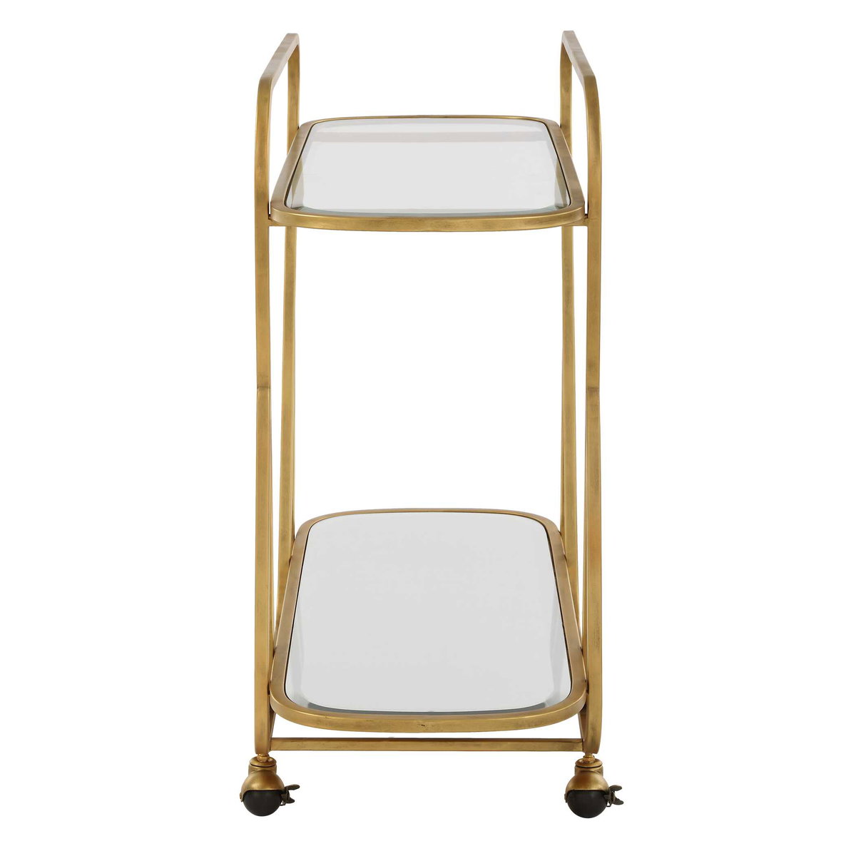 Swain Brass Serving Cart, Bar Carts & Cabinet by Uttermost, 35.75" width x 35.75" height x 16.5" depth View 6