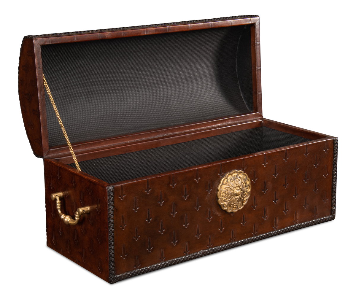 Baron's Leather Box  Oxblood, by Sarreid, 8" length x 1'8" width x 9" height View 5