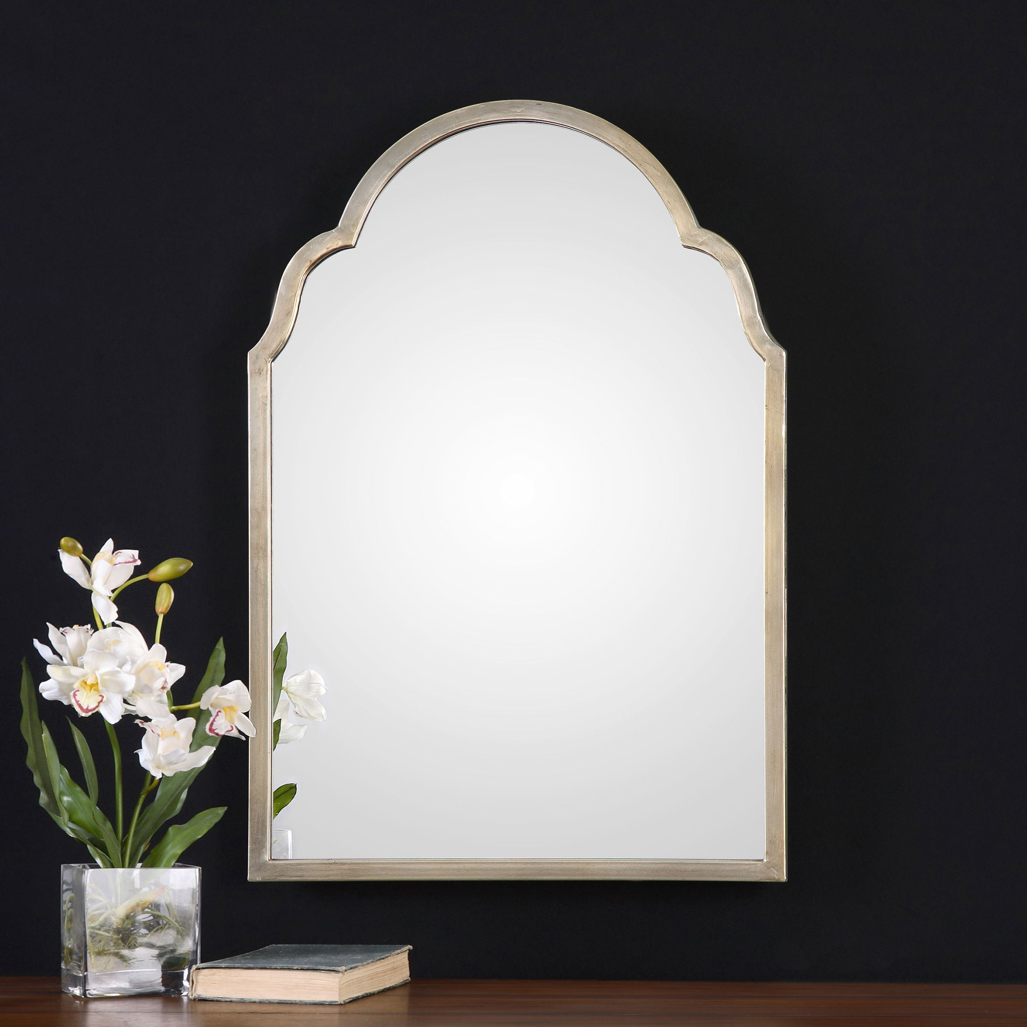 Brayden Petite Silver Arch Mirror large image 