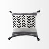 Kimia 20x20 White/Black Fabric Herringbone with Fringed Pillow Cover, Decorative Pillow by Mercana, 20" length x 20" width x 0.2" height thumbnail 8