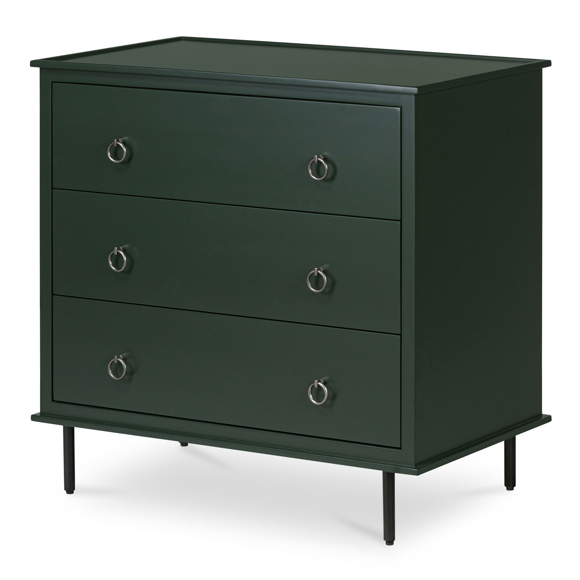 Reagan 3 Drawer Nightstand Deep Green, by Moe's Home, 31" width x 30.25" height x 18.5" depth View 2