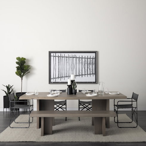 Konstantin 94"L x 40"W Rectangular Dining Table | Modern | Med Brown Wood | Seats 8