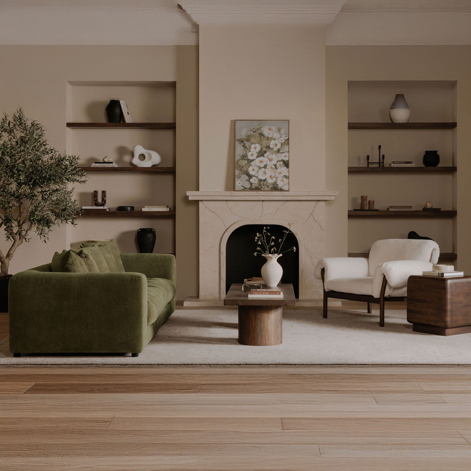 Davie Sofa Olive, Sofas & Sectional by Moe's Home, 104" width x 30.7" height x 43.3" depth View 9