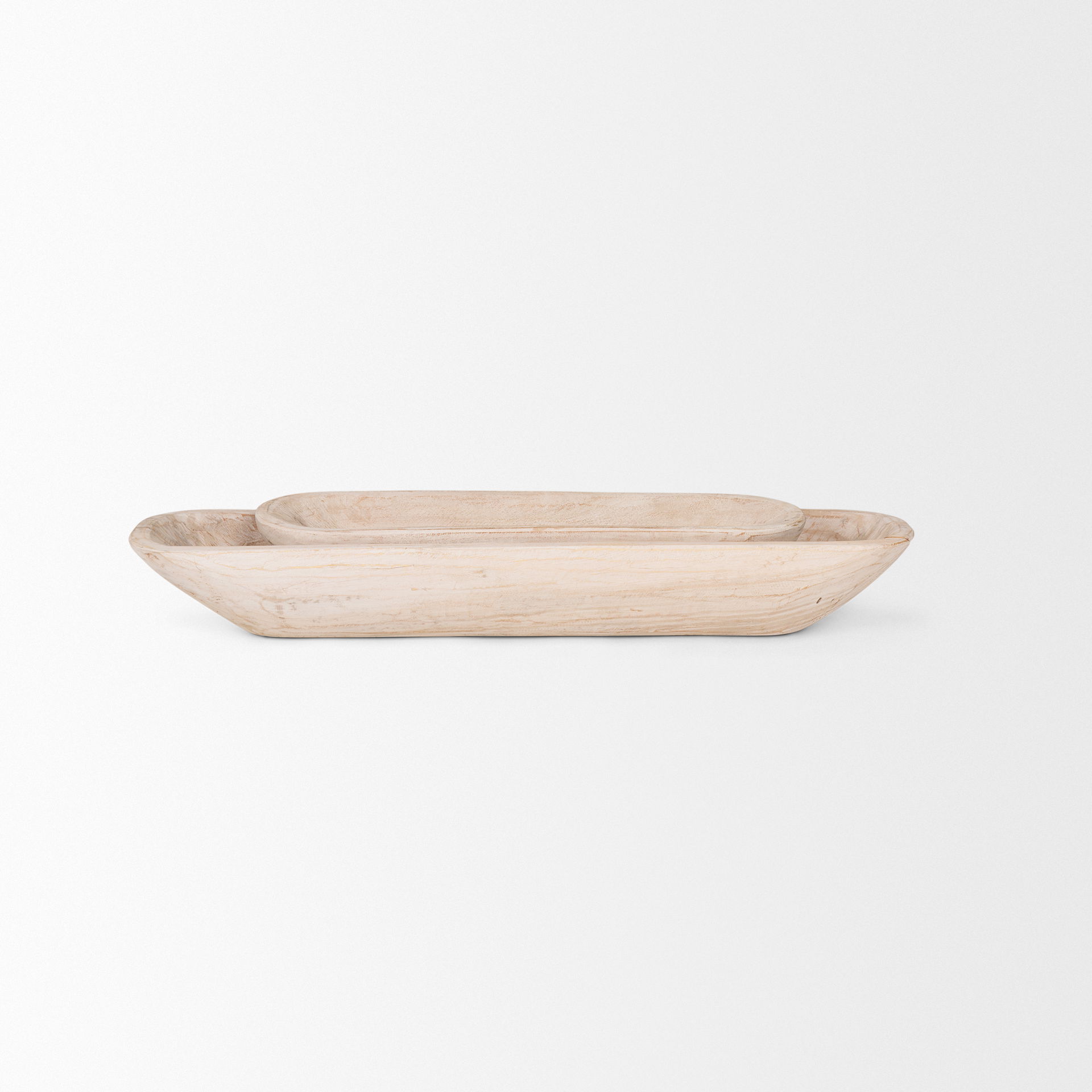 Athena Set of 2 Extra Large  Light-Wash Reclaimed Wood Trays, Decorative Tray by Mercana, 34.5" length x 7.75" width x 5" height View 6