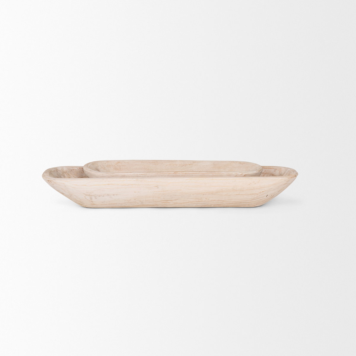 Athena Set of 2 Extra Large  Light-Wash Reclaimed Wood Trays, Decorative Tray by Mercana, 34.5" length x 7.75" width x 5" height View 6