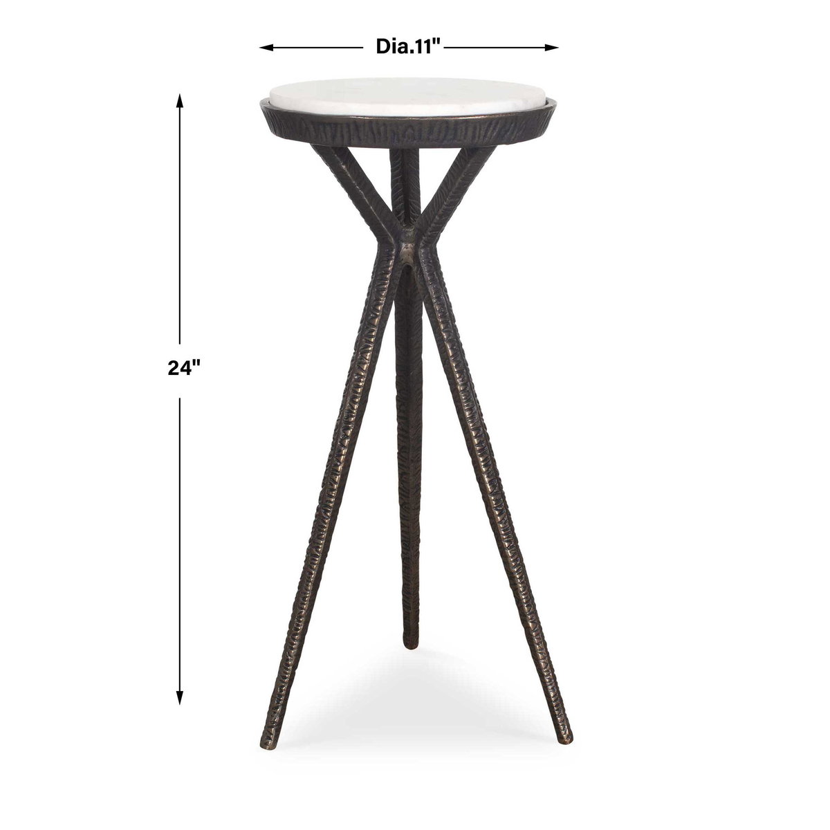 Tilton White Marble Accent Table, Side & End Table by Uttermost, 11" width x 24" height x 11" depth View 3