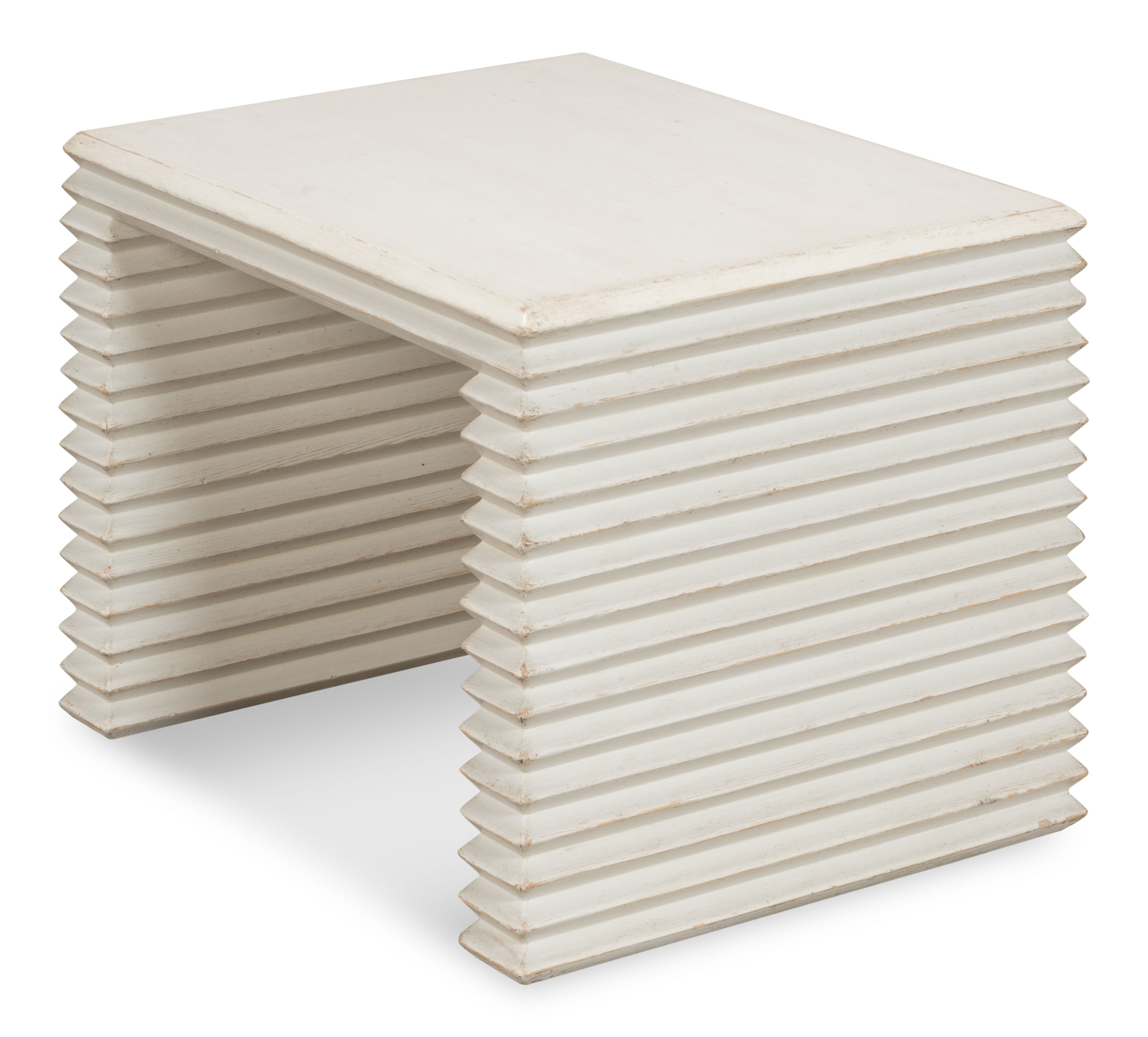 Stacked Stool, Antique White, Seating by Sarreid, 20" length x 16" width x 14" height View 9