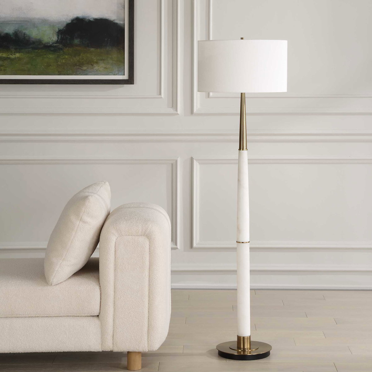 Faro White Marble Floor Lamp, by Uttermost, 1'5" width x 5'1" height x 1'5" depth View 4