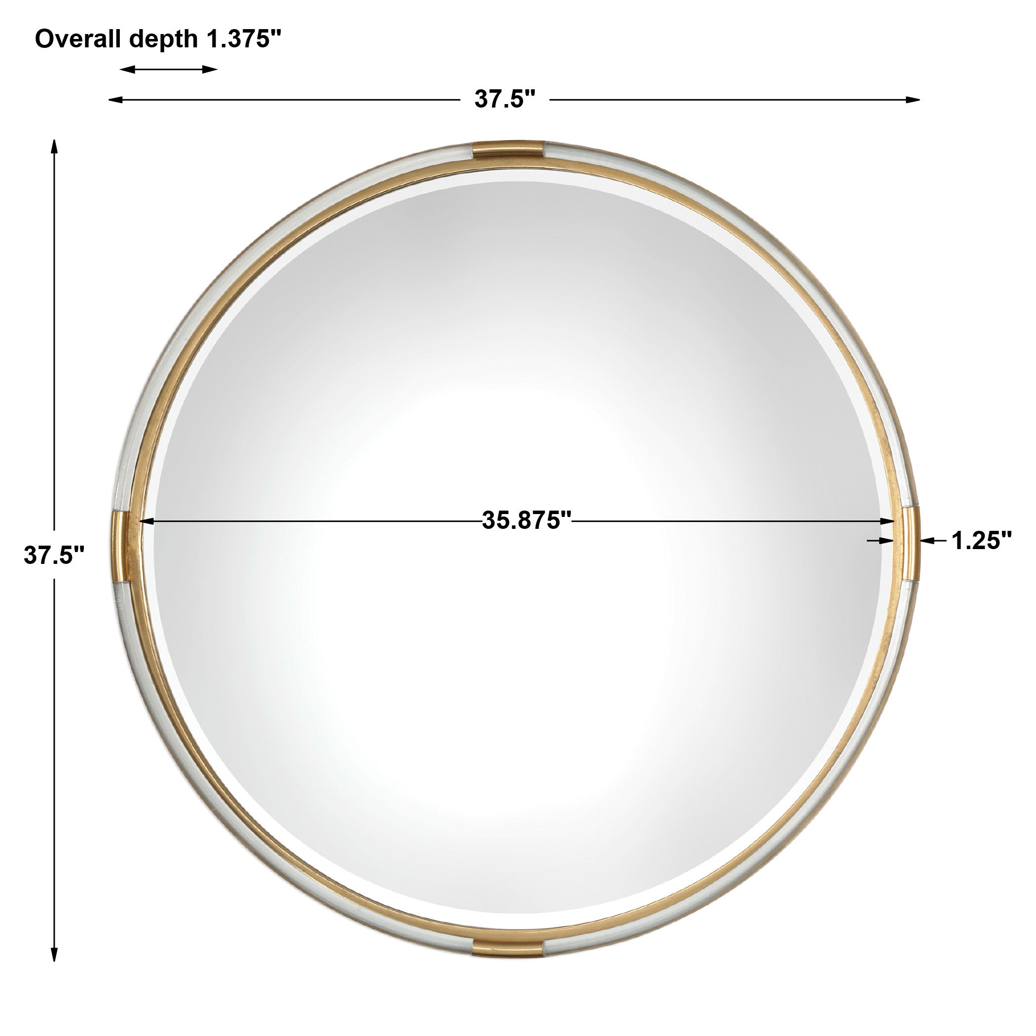 Mackai Round Gold Mirror, by Uttermost, 37.5" width x 37.5" height x 1.37" depth View 3