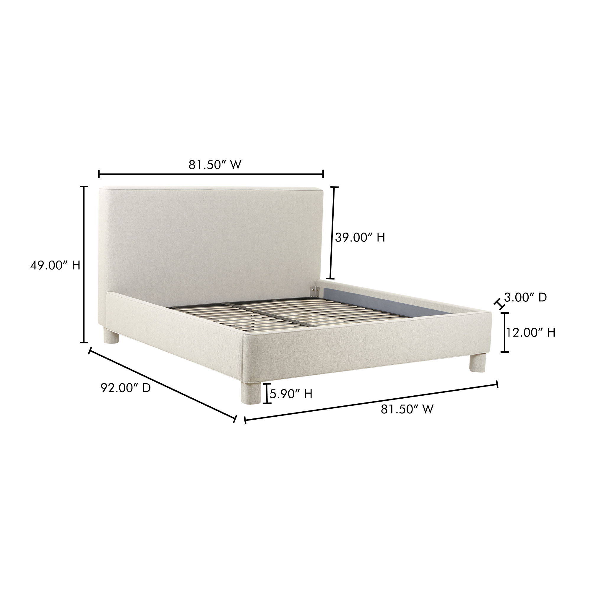 Ichigo King Bed Light Grey large image 