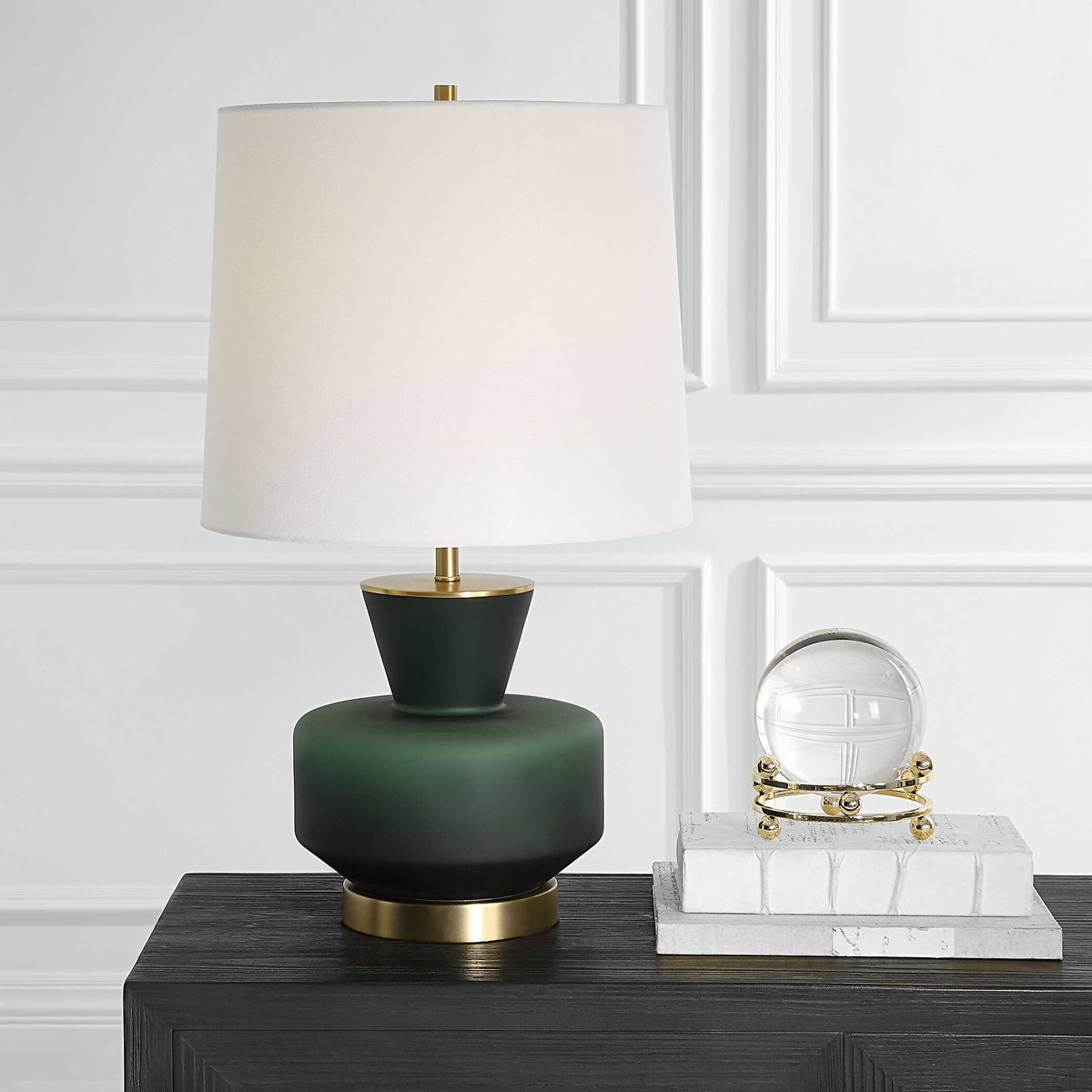 Trentino Dark Emerald Green Table Lamp, by Uttermost, 1'4" width x 2'4" height x 1'4" depth View 6