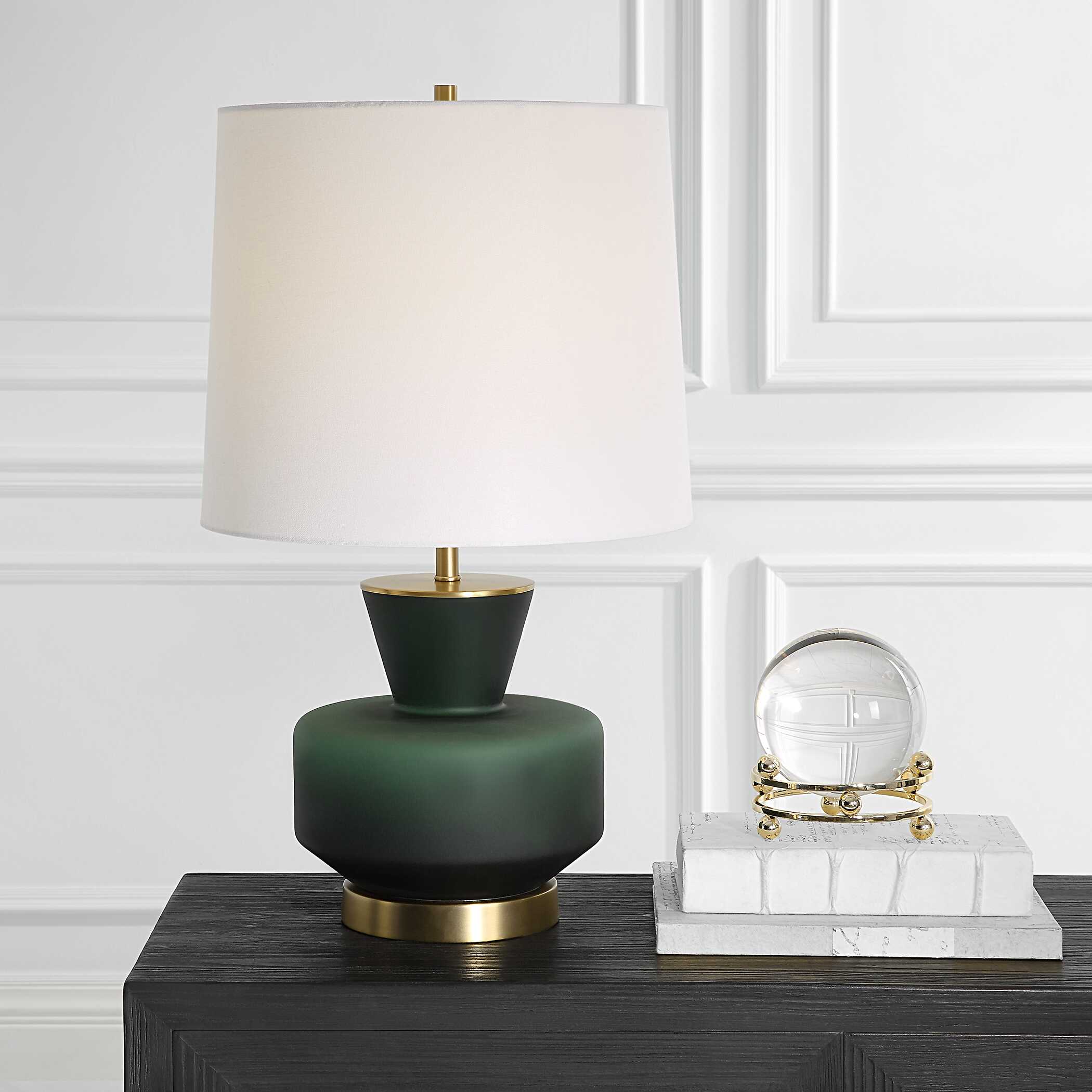 Trentino Dark Emerald Green Table Lamp, by Uttermost, 16" width x 28" height x 16" depth View 6