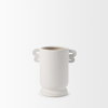 Dylan Small Textured Off White with Handles Ceramic Vase, by Mercana, 6.25" length x 9.5" width x 10" height thumbnail 6
