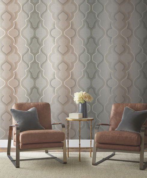 Modern Ombre Damask Brown Wallpaper