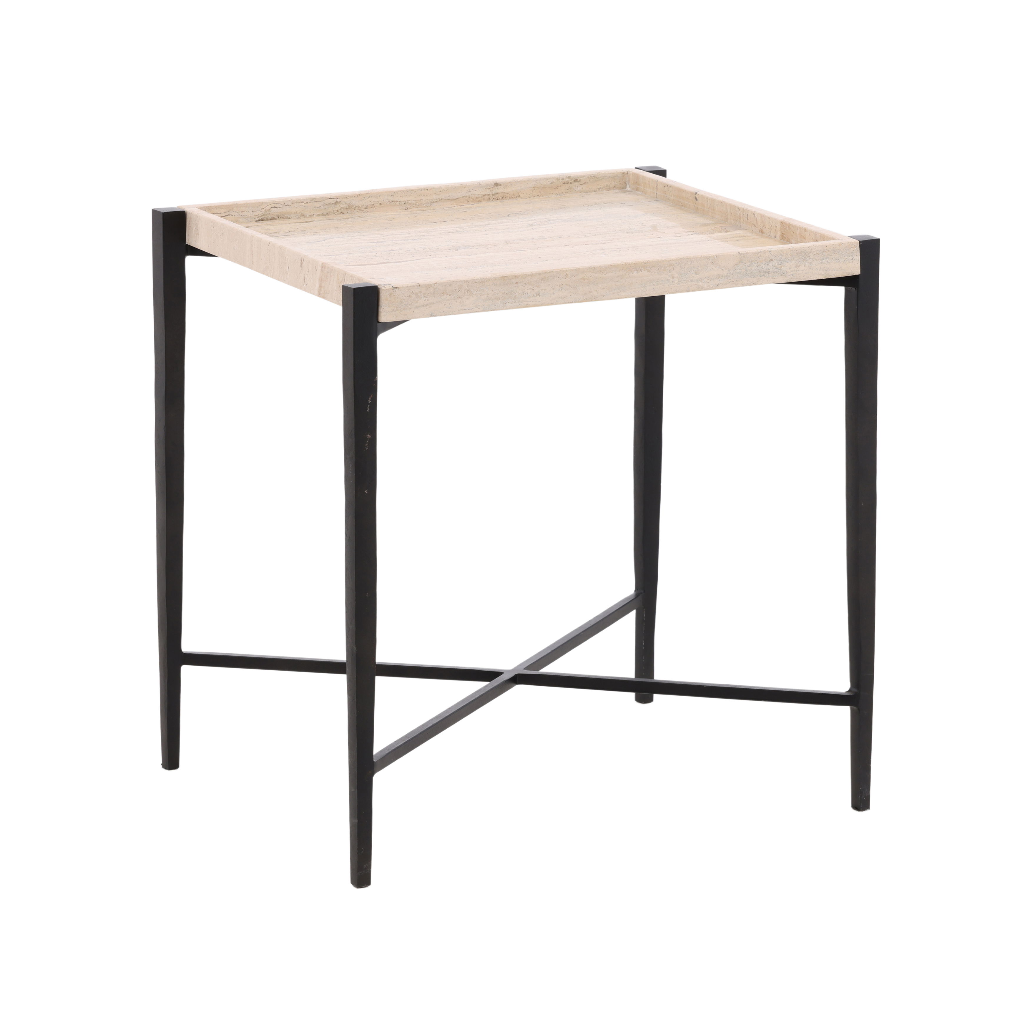 Rice End Table Travertine, Side & End Table by Dovetail, 22" width x 22" height x 17" depth View 1