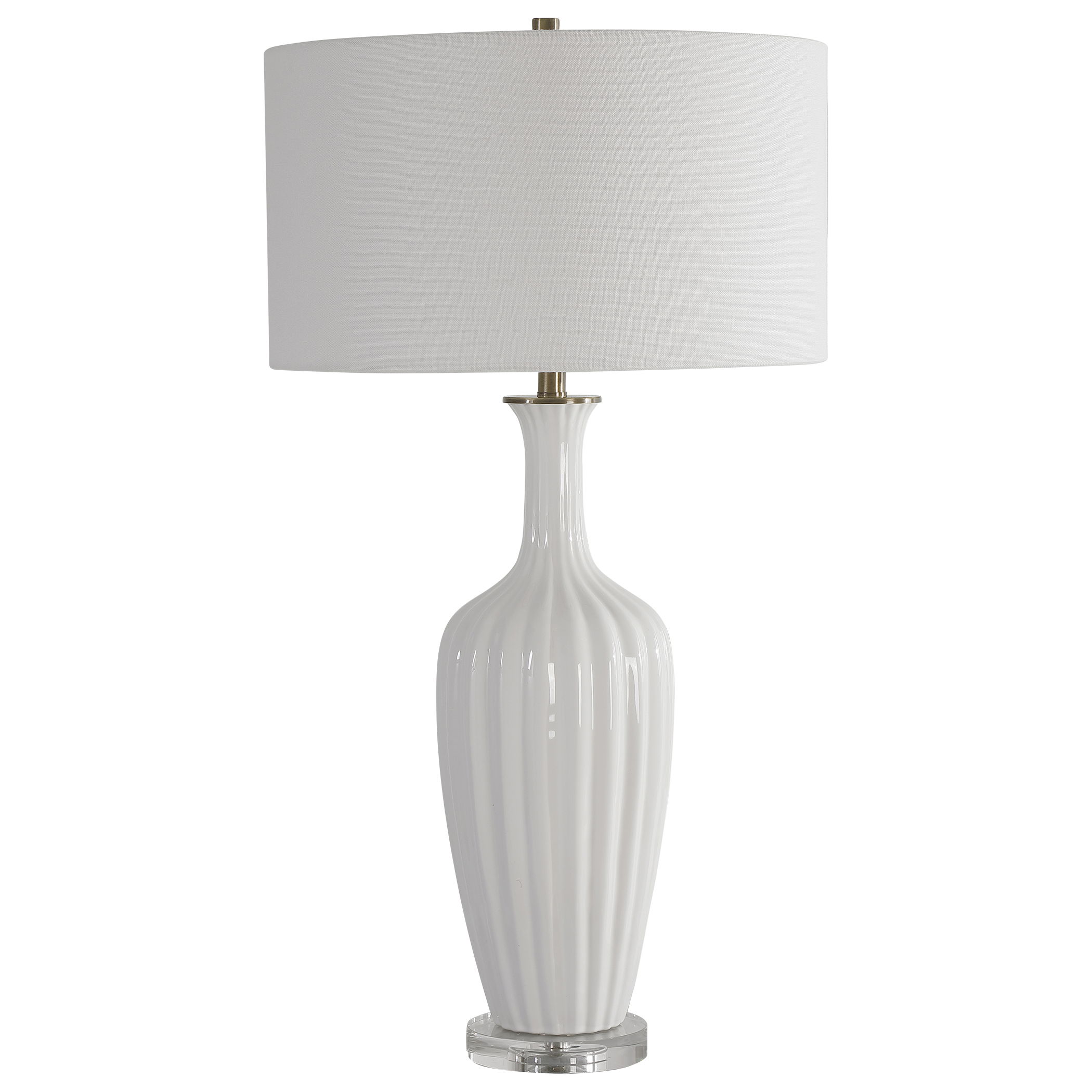 Strauss White Ceramic Table Lamp large image 