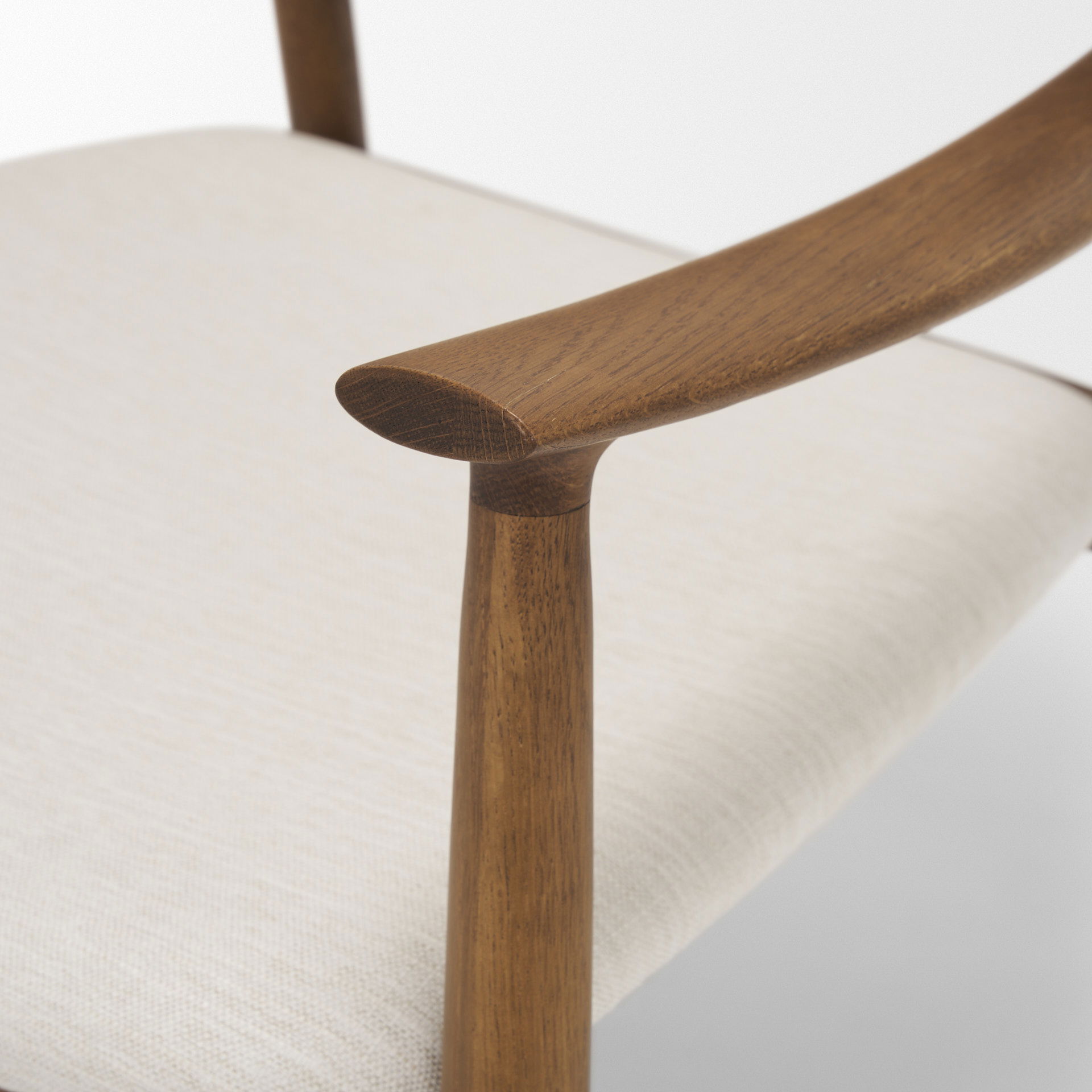 Haggen Medium Brown Oak Wood with Cream Fabric Accent Chair large image 