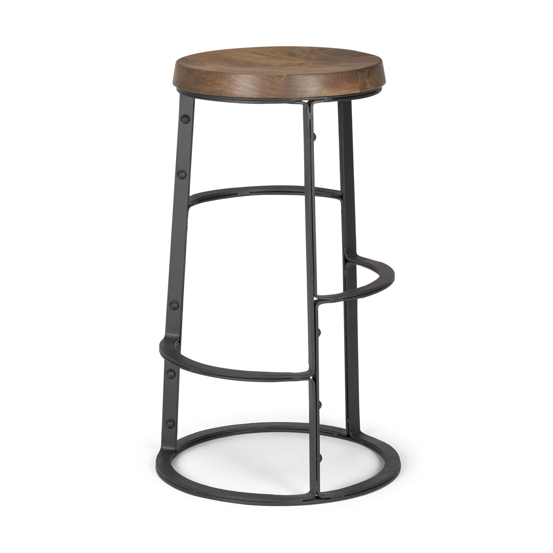 Neo 26.3' Seat Height Brown Wood Seat Black Metal Frame Stool, Counter & Bar Stool by Mercana, 15.75" length x 15.75" width x 26.25" height View 1